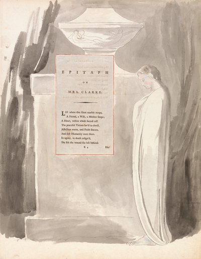 The Poems of Thomas Gray, Design 103, Epitaph on Mrs. Clarke by William Blake